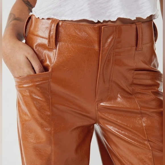 Free People Star Crossed Lovers Vegan / Faux Leather Pants Size - Picture 3 of 16